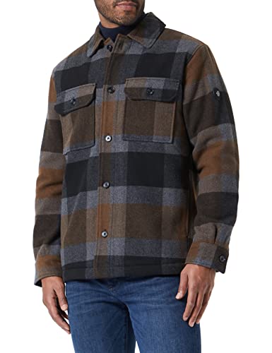 TOM TAILOR Herren Overshirt aus Wolle 1032501, 30511 - Grey Brown Big Wool Check, XL von TOM TAILOR