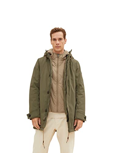 TOM TAILOR Herren Parka mit Kapuze 1032496, 10415 - Dusty Olive Green, L von TOM TAILOR