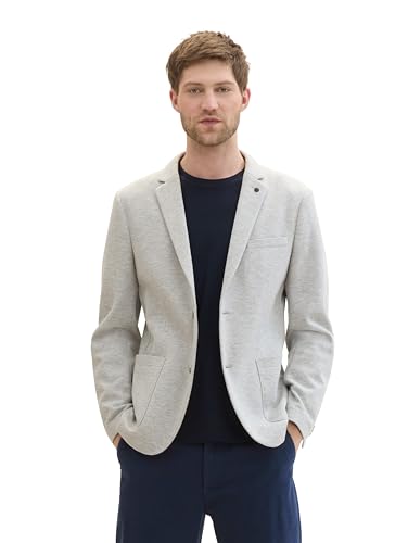 TOM TAILOR Herren Piqué Sakko mit Reverskragen, 10813 - Light Asphalt Mélange, 56 von TOM TAILOR