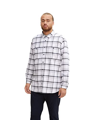 TOM TAILOR Herren Plusize Hemd mit Karo-Muster 1035789, 30740 - Off White Colorful Check, 3XL Große Größen von TOM TAILOR