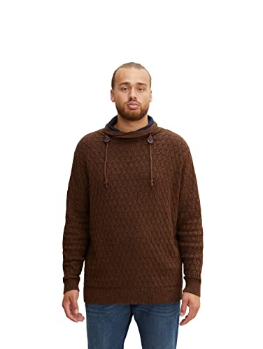 TOM TAILOR Herren Plusize Snood Strickpullover 1034717, 30367 - Navy Brown Mouline, 3XL Große Größen von TOM TAILOR