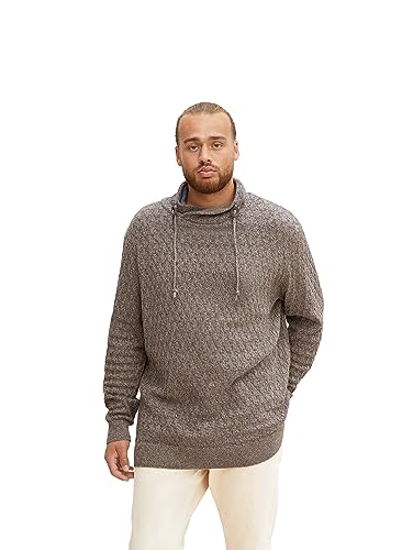 TOM TAILOR Herren Plusize Snood Strickpullover 1034717, 30368 - Navy White Brown Mouline, 3XL Große Größen von TOM TAILOR