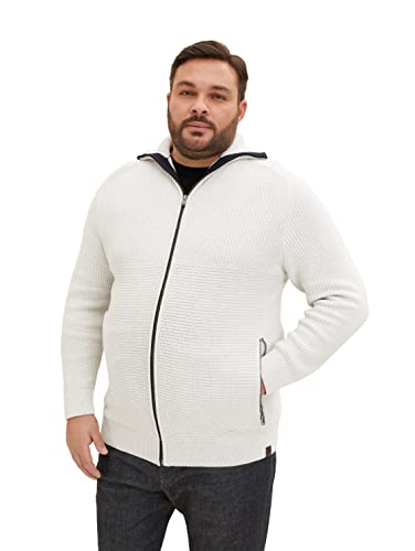 TOM TAILOR Herren Plusize Strickjacke mit Stehkragen 1034716, 14341 - Light Medium Grey Melange, 4XL Große Größen von TOM TAILOR