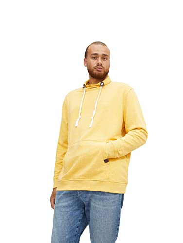 TOM TAILOR Herren Plusize Sweatshirt mit Schalkragen 1034743, 30400 - Pleasant Yellow Snow Melange, 4XL Große Größen von TOM TAILOR