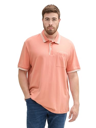 TOM TAILOR Herren Plussize Basic Piqué Poloshirt mit farbigen Details, Hazy Coral Rose, 4XL TOM TAILOR Herren Plussize Basic Piqué Poloshirt mit farbigen Details, Hazy Coral Rose, 4XL von TOM TAILOR