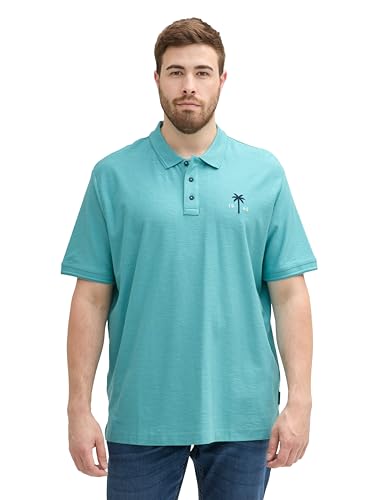 TOM TAILOR Herren Plussize Basic Poloshirt mit Struktur, meadow teal, 3XL von TOM TAILOR