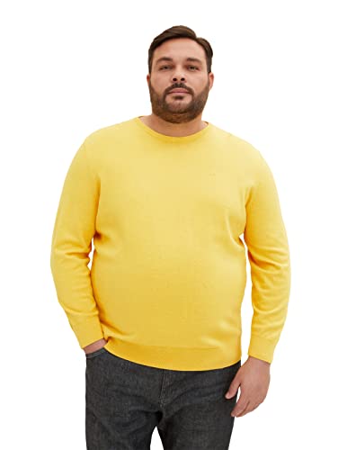 TOM TAILOR Herren Plussize Basic Strickpullover 1034723, 30314 - Pleasant Yellow Melange, 3XL Große Größen von TOM TAILOR