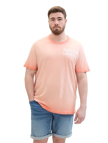 TOM TAILOR Herren Plussize Basic T-Shirt im dyed Look, Hazy Coral Rose, 3XL von TOM TAILOR