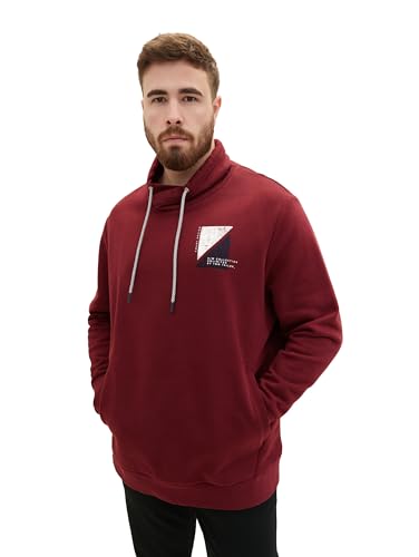 TOM TAILOR Herren Plussize Snood Sweatshirt mit Print, Tawny Port Red, 4XL von TOM TAILOR