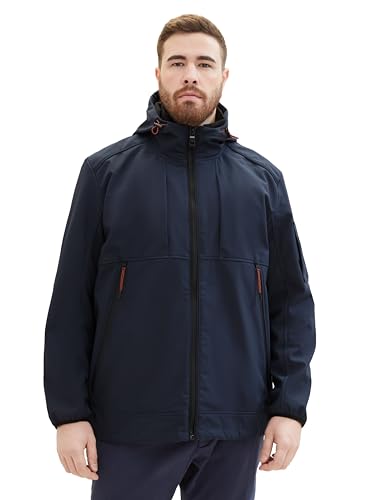 TOM TAILOR Herren Plussize Softshell-Jacke mit Kapuze, 10668 - Sky Captain Blue, 3XL von TOM TAILOR