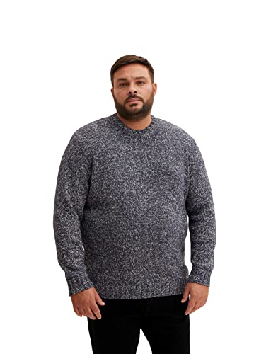 TOM TAILOR Herren Plussize Strickpullover mit Muster 1035781, 30640 - Dark Blue Grey Fancy Structure, XXL von TOM TAILOR