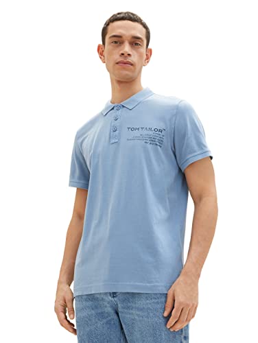 TOM TAILOR Herren Poloshirt im Washed-Look 1035641, 12364 - Greyish Mid Blue, S von TOM TAILOR