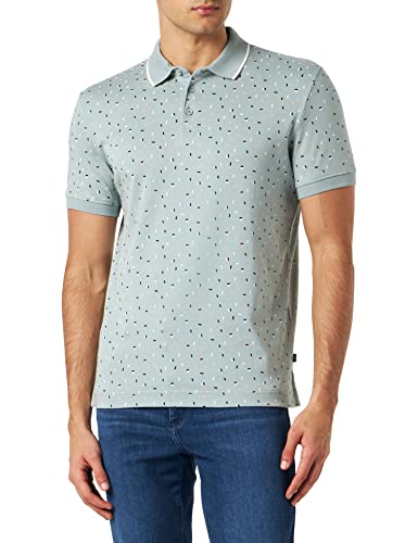 TOM TAILOR Herren Poloshirt mit Allover-Print 1035555, 31322 - ice blue geometric design, M von TOM TAILOR