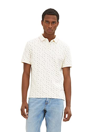 TOM TAILOR Herren Poloshirt mit Allover-Print 1035555, 31323 - beige geometric design, L von TOM TAILOR