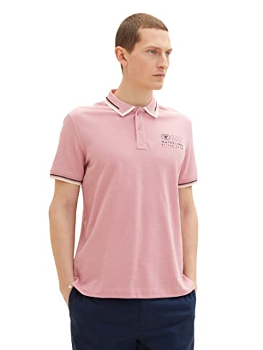 TOM TAILOR Herren Poloshirt mit Logo-Print 1035571, 13009 - Velvet Rose, S von TOM TAILOR