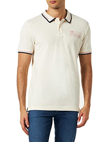 TOM TAILOR Herren Poloshirt mit Logo-Print 1035571, 18592 - vintage beige, S von TOM TAILOR