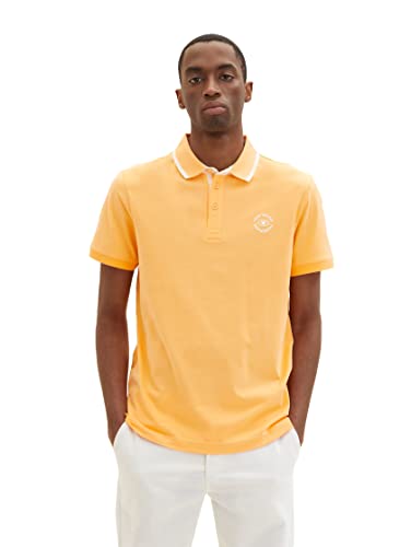 TOM TAILOR Herren Poloshirt mit Logo-Print 1035620, 22225 - washed out orange, M von TOM TAILOR