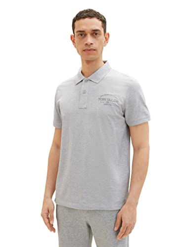 TOM TAILOR Herren Poloshirt mit Logo-Stickerei 1036960, 15398 - Light Stone Grey Melange, L von TOM TAILOR