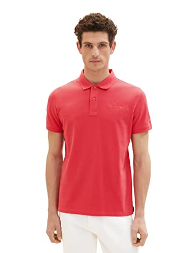 TOM TAILOR Herren Poloshirt mit Logo-Stickerei 1036960, 31045 - soft berry red, L von TOM TAILOR