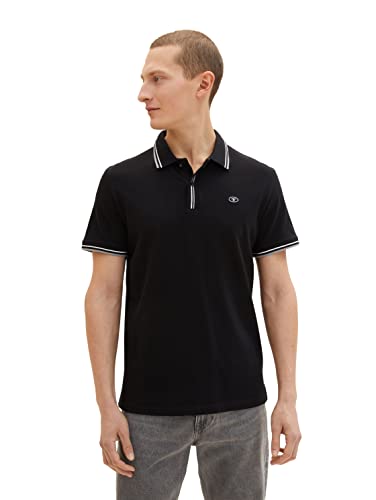 TOM TAILOR Herren Poloshirt mit Logo-Stickerei 1036961, 29999 - Black, S von TOM TAILOR