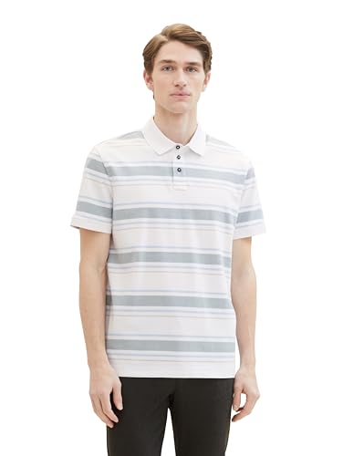 TOM TAILOR Herren Poloshirt mit Streifen, 35043 - White Multi Stripe, XXL von TOM TAILOR