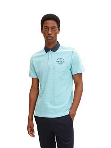 TOM TAILOR Herren Poloshirt mit Streifen 1033409, 12433 - Mint Haze, M von TOM TAILOR