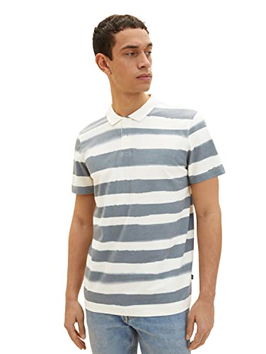 TOM TAILOR Herren Poloshirt mit Streifen 1035558, 31510 - water navy stripes beige base, XXL von TOM TAILOR