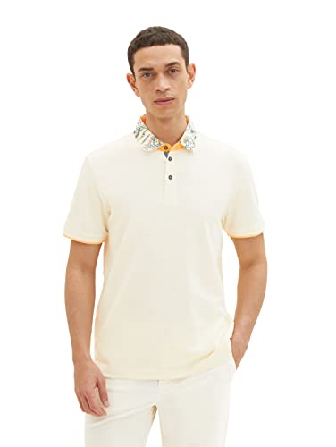 TOM TAILOR Herren Poloshirt mit gemustertem Kragen 1035632, 18592 - vintage beige, L von TOM TAILOR