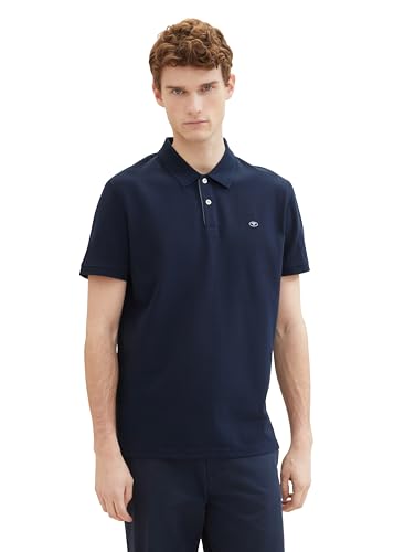 TOM TAILOR Herren Basic Piqué Poloshirt, 10668 - Sky Captain Blue, S von TOM TAILOR