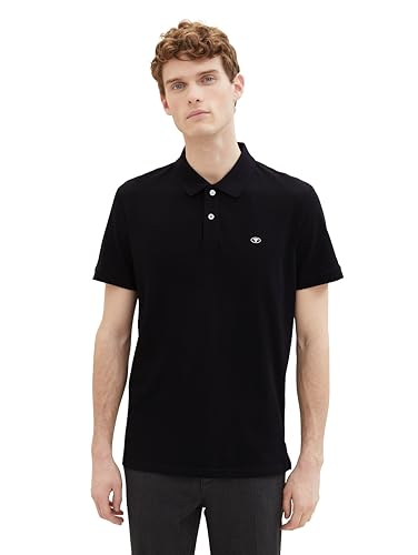 TOM TAILOR Herren Basic Piqué Poloshirt, 29999 - Black, L von TOM TAILOR