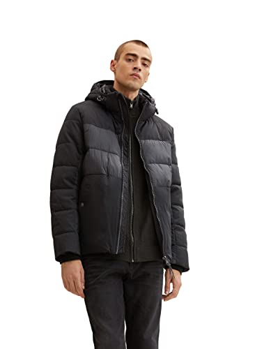 TOM TAILOR Herren Puffer Jacke mit Kapuze 1032481, 29999 - Black, L von TOM TAILOR