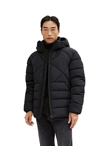 TOM TAILOR Herren Puffer Jacke mit Kapuze 1032484, 29999 - Black, M von TOM TAILOR