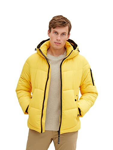 TOM TAILOR Herren Puffer Jacke mit Kapuze 1034561, 30028 - Pleasant Yellow, XXL von TOM TAILOR