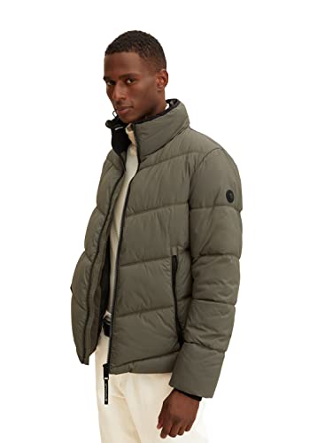 TOM TAILOR Herren Puffer Jacke mit Stehkragen 1034666, 10415 - Dusty Olive Green, L von TOM TAILOR