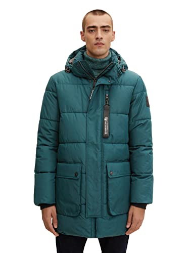 TOM TAILOR Herren Puffer Parka mit recyceltem Polyester 1032487, 10834 - Deep Green Lake, XL von TOM TAILOR