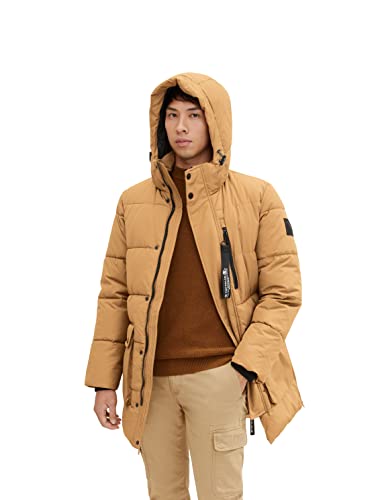 TOM TAILOR Herren Puffer Parka mit recyceltem Polyester 1032487, 15078 - Otter Brown, S von TOM TAILOR