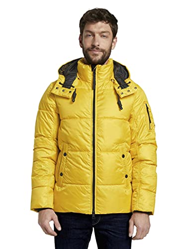 TOM TAILOR Herren Pufferjacke mit Kapuze 1020695, 11853 - Californian Yellow, XL von TOM TAILOR