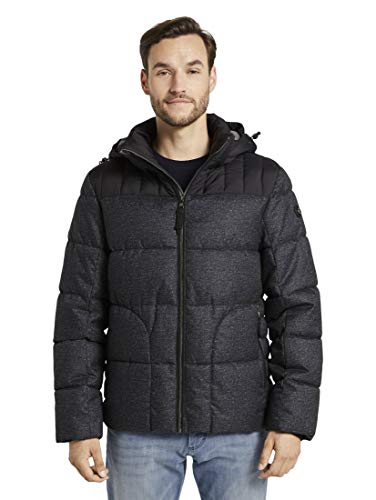 TOM TAILOR Herren Pufferjacke mit Kapuze 1020699, 18848 - Black Minimal Design, XL von TOM TAILOR