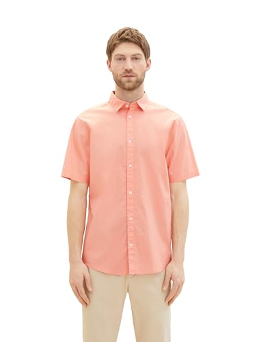 TOM TAILOR Herren Regular Fit Basic Hemd, Hazy Coral Rose, XL von TOM TAILOR
