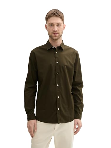 TOM TAILOR Herren Regular Fit Business Hemd mit Stretch, 11172 - Dark Rosin Green, XXL von TOM TAILOR