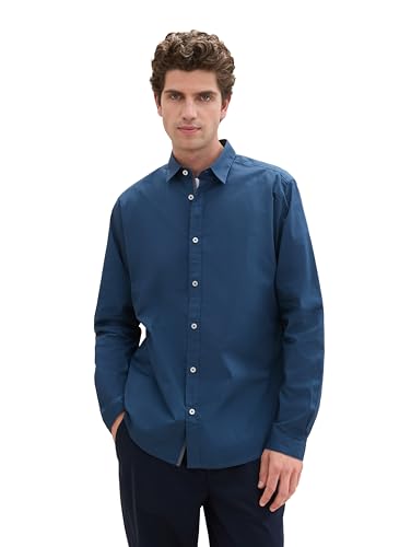 TOM TAILOR Herren Regular Fit Business Hemd mit Stretch, 26779 - Nighttime Blue, XXL von TOM TAILOR