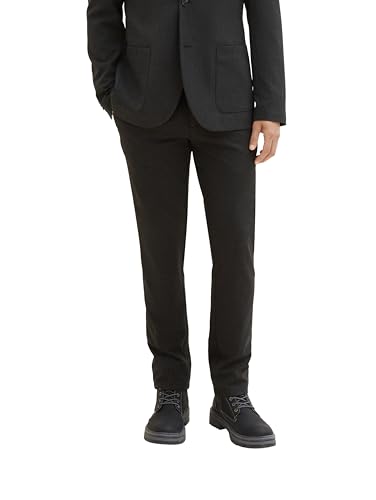 TOM TAILOR Herren Regular Fit Chino Hose mit Bügelfalte, Black Grey Melange, 28/30 von TOM TAILOR