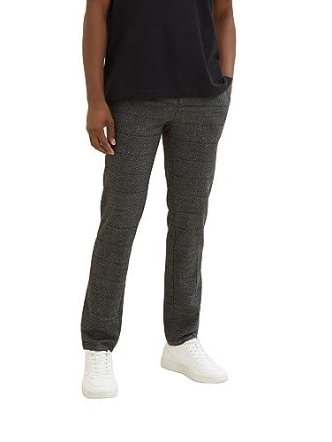 TOM TAILOR Herren Regular Fit Chino Hose mit Bügelfalte, grey black grindle check, 31/30 von TOM TAILOR