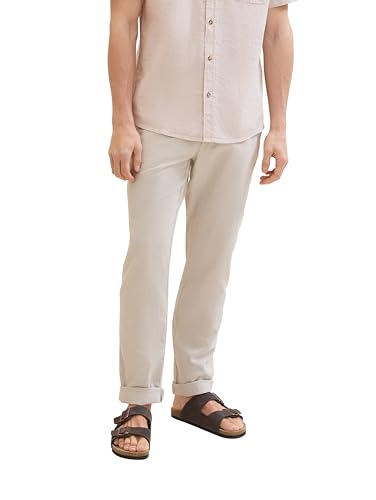 TOM TAILOR Herren Regular Fit Chino Leinen Hose, 31235 - Caramel Beige Chambray, 30/34 von TOM TAILOR