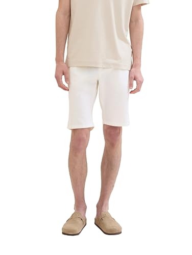 TOM TAILOR Herren Regular Fit Chino Leinen Shorts, 20000 - White, 40 von TOM TAILOR