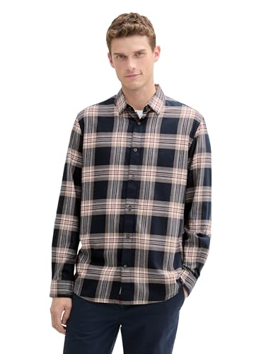 TOM TAILOR Herren Regular Fit Hemd im Karomuster, 36640 - Navy Brown Check, XXL TOM TAILOR Herren Regular Fit Hemd im Karomuster, 36640 - Navy Brown Check, XXL von TOM TAILOR