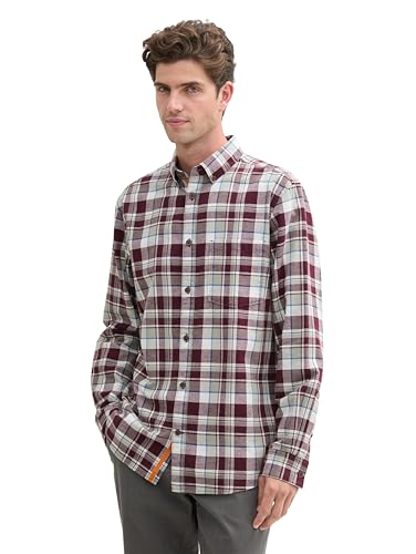 TOM TAILOR Herren Regular Fit Hemd im Karomuster, 36706 - Gipsy Purple Check, L von TOM TAILOR