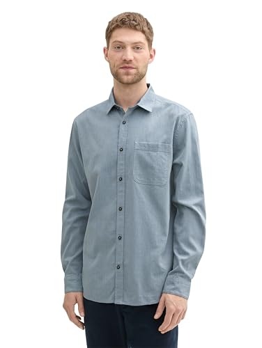 TOM TAILOR Herren Regular Fit Hemd mit Brusttasche, 35973 - Dusty Mint Small Structure, XXXL von TOM TAILOR