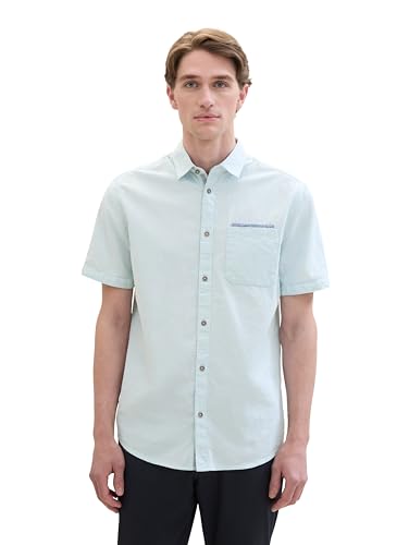 TOM TAILOR Herren Regular Fit Hemd mit Brusttasche, turquoise small structure, XXL TOM TAILOR Herren Regular Fit Hemd mit Brusttasche, turquoise small structure, XXL von TOM TAILOR