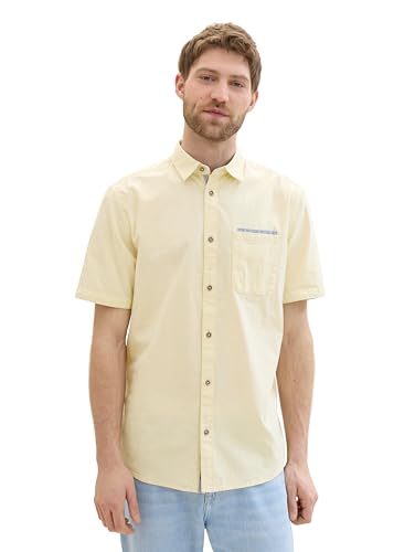 TOM TAILOR Herren Regular Fit Hemd mit Brusttasche, yellow small structure, L von TOM TAILOR